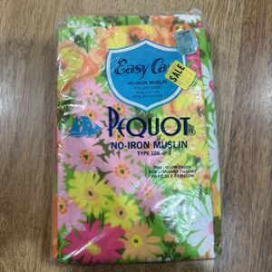Vtg Unused Mod Funky Flower Power Pillowcases NOS NIP Pequot Bright Florals USA